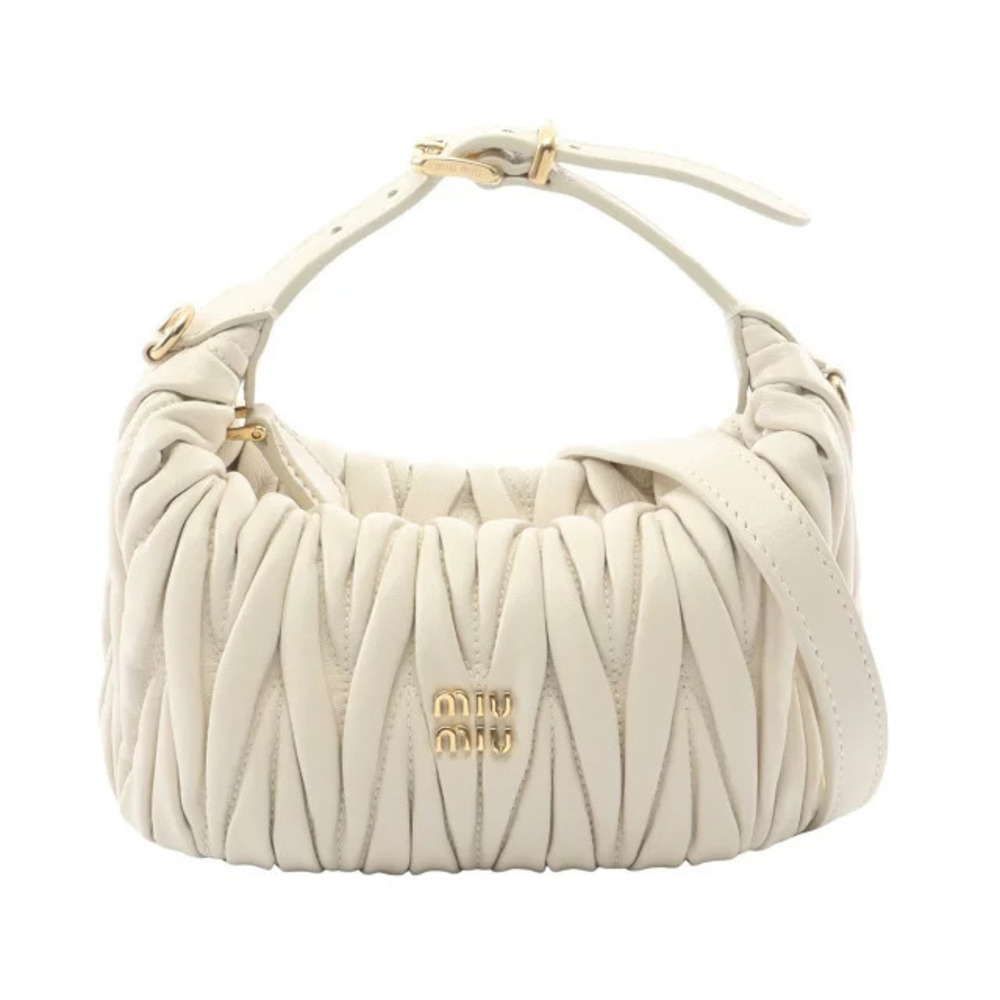 Miu Miu Wander Matelasse Leather Hobo Shoulder Bag White